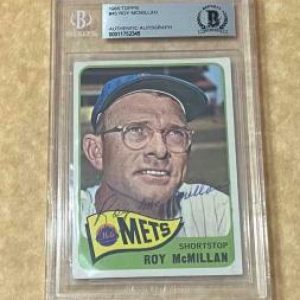 1965 TOPPS ROY MCMILLAN #45 METS SIGNED CARD BECKETT AUTHENTIC AUTO VINTAGE