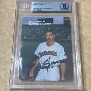 1985 MOTHER'S COOKIES ERIC SHOW #9 DECEASED SIGNED CARD BECKETT AUTHENTIC AUTO