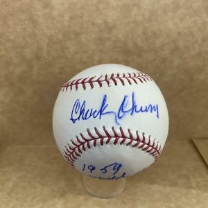 CHUCK CHURN 1959 WORLD CHAMPS LA DODGERS SIGNED AUTOGRAPHED M.L. BASEBALL W/ COA