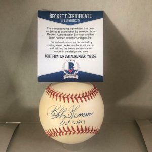 BOBBY THOMSON OCT 3. 1951 VINTAGE SIGNED AUTO N.L.BASEBALL BECKETT Y12552