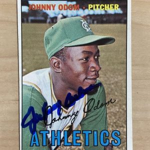 JOHNNY ODOM OAKLAND ATHLETICS SIGNED AUTOGRAPHED 1967 TOPPS CARD #282 W/COA