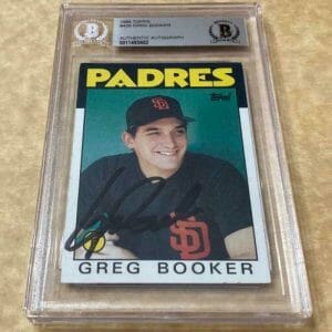 1986 TOPPS GREG BOOKER PADRES SIGNED CARD BECKETT AUTHENTIC AUTOGRAPHED