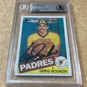 1985 TOPPS GREG BOOKER PADRES SIGNED CARD BECKETT AUTHENTIC AUTOGRAPHED