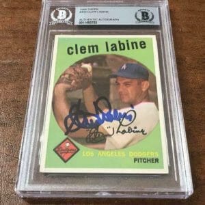 1959 TOPPS CLEM LABINE DODGERS SIGNED CARD BECKETT AUTHENTIC AUTOGRAPH