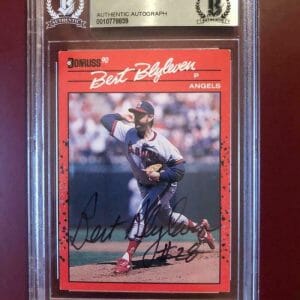 1990 DONRUSS BERT BLYLEVEN #331 ANGELS SIGNED CARD BECKETT AUTHENTIC