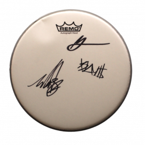 BLINK-182 FULL BAND SIGNED AUTOGRAPH 10" DRUMHEAD TRAVIS BARKER, MARK HOPPUS JSA