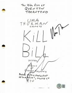 QUENTIN TARANTINO & UMA THURMAN SIGNED AUTOGRAPH KILL BILL FULL MOVIE SCRIPT BAS COLLECTIBLE MEMORABILIA