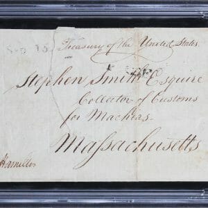 Alexander Hamilton Signed 3x5.25 1789 Free Frank Auto Grade 7 PSA/DNA Slab
