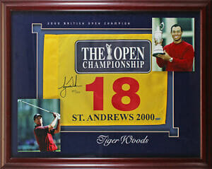 Tiger Woods Signed & Framed 2000 The Open Championship Pin Flag LE #329/500 UDA