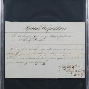 Zachary Taylor Signed 5.5x7.85 1833 Special Requisition Document BAS Slabbed