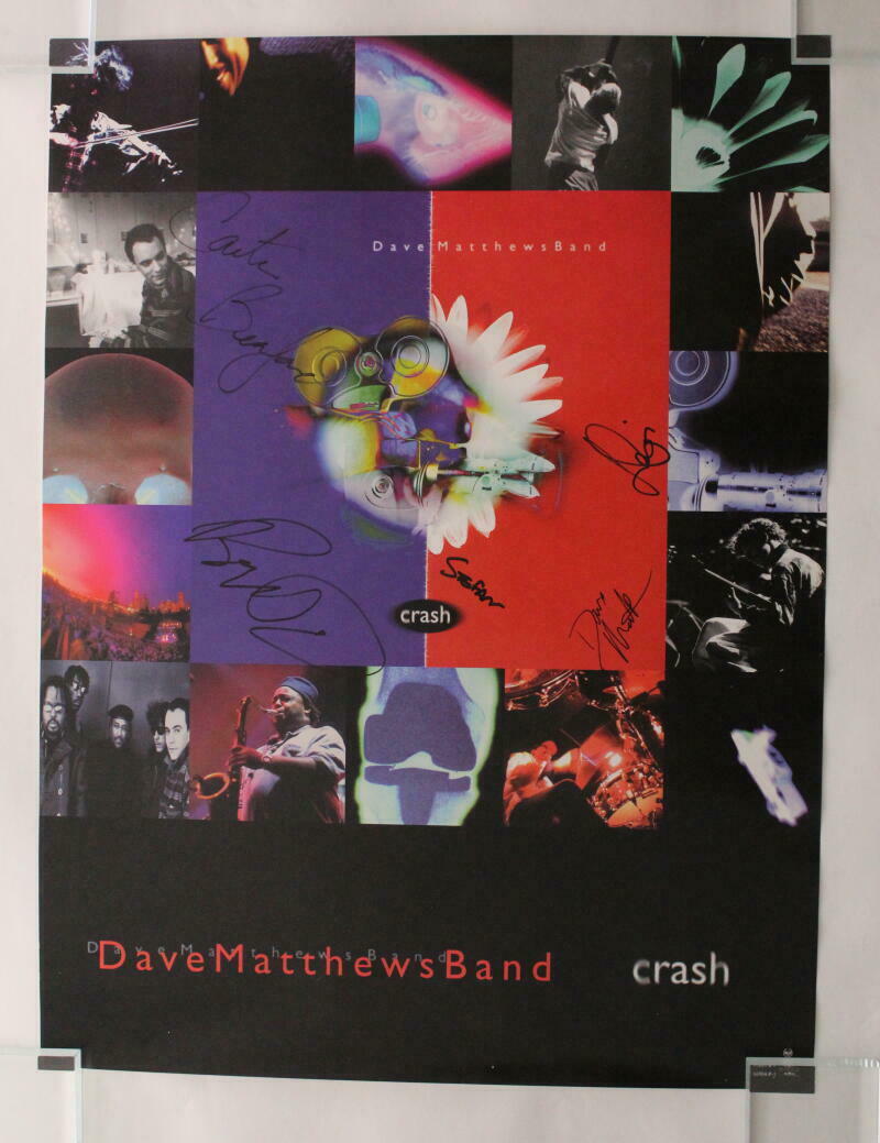 DAVE MATTHEWS FULL BAND SIGNED AUTOGRAPH 18X24 CRASH CONCERT TOUR