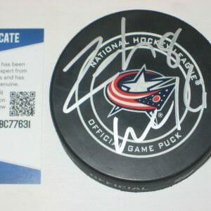ZACH WERENSKI Signed Columbus BLUE JACKETS Official GAME Puck w/ Beckett COA