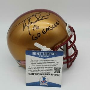 Tom Waddle Signed Boston College Eagles Mini Helmet w/Beckett COA BD42703