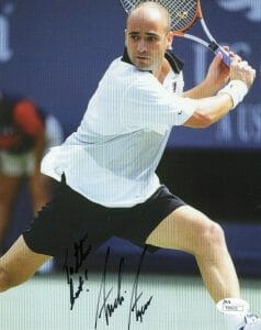 ANDRE AGASSI HAND SIGNED 8×10 PHOTO TENNIS LEGEND TO STEVE JSA COLLECTIBLE MEMORABILIA