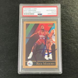 1990-91 Skybox #217 Rick Mahorn Signed Card AUTO PSA Slabbed 76ers
