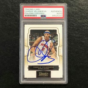 2009-10 Classics Basketball #44 Charlie Villanueva Signed Card AUTO PSA/DNA Slab