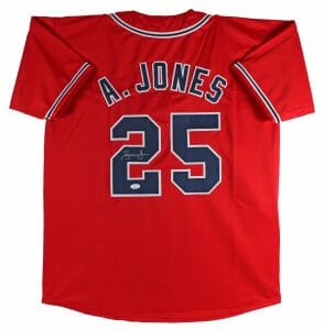 ANDRUW JONES AUTHENTIC SIGNED RED PRO STYLE JERSEY AUTOGRAPHED JSA WITNESS COLLECTIBLE MEMORABILIA