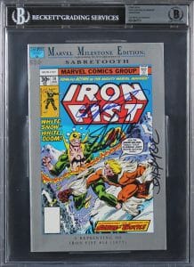 (3) STAN LEE, CLAREMONT & BYRNE SIGNED IRON FIST #14 MARVEL COMIC BAS SLABBED COLLECTIBLE MEMORABILIA