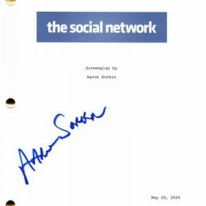 AARON SORKIN SIGNED AUTOGRAPH THE SOCIAL NETWORK FULL MOVIE SCRIPT - VERY RARE!