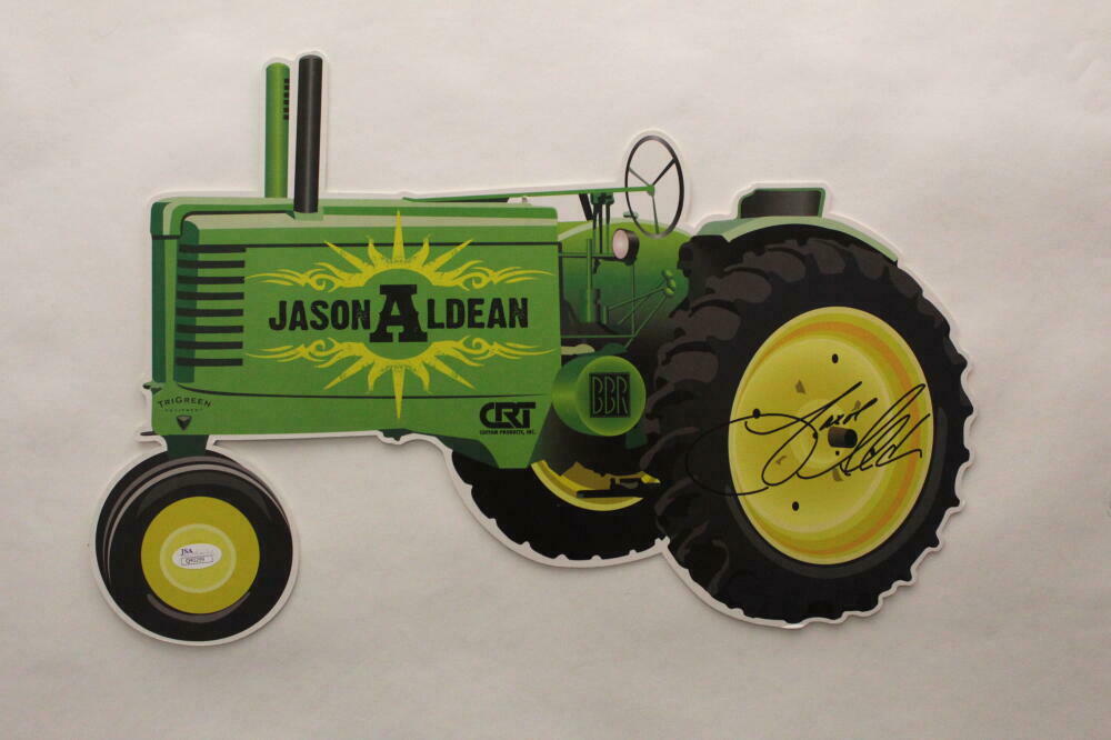 JASON ALDEAN SIGNED AUTOGRAPH BIG GREEN TRACTOR CUT-OUT PHOTO VERY RARE ...