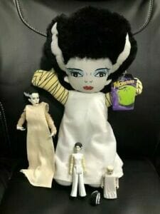 BRIDE OF FRANKENSTEIN LOT OF 4 TOYS INCLUDING MONSTERS PLUSH DOLL+TAG MEGO DOLL