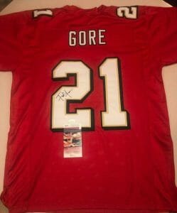 FRANK GORE 49ERS SIGNED AUTO RED CUSTOM XL JERSEY JSA WITNESSED COLLECTIBLE MEMORABILIA