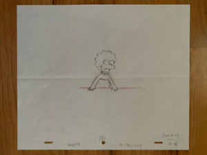 SIMPSONS CARTOON ANIMATION ART PENCIL CEL DRAWING OF LISA SIMPSON ANGRY POSE