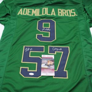 Justin & Jayson Ademilola Signed Custom Notre Dame Jersey w/JSA COA WITNESS