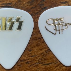 KISS Gene Simmons 1980’s Era Tour Concert Issued Guitar Pick Gold On White