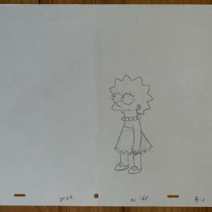 SIMPSONS CARTOON ANIMATION ART PENCIL CEL DRAWING OF LISA SIMPSON CUTE POSE