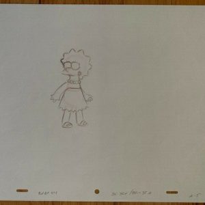 SIMPSONS CARTOON ANIMATION ART PENCIL CEL DRAWING OF LISA SIMPSON AWESOME+RARE