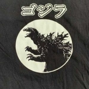 GODZILLA BLACK T-SHIRT AWESOME GRAPHICS JAPANESE WRITING SIZE XL