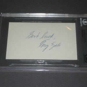 TONY ZALE Signed Index Card - Beckett Authenticated w/ Inscription