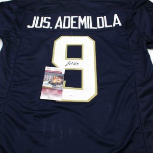 Justin Ademilola Signed Custom Blue Notre Dame Football Jersey w/JSA COA WITNESS