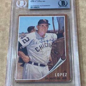 1962 TOPPS AL LOPEZ #286 WHITE SOX SIGNED CARD BECKETT AUTHENTIC AUTO VINTAGE