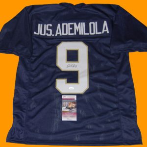 JUSTIN ADEMILOLA signed (NOTRE DAME FIGHTING IRISH) Navy XL jersey JSA Witness