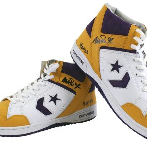 Lakers Magic Johnson "HOF 02" Signed Converse Weapon Shoes w/Box BAS Witness
