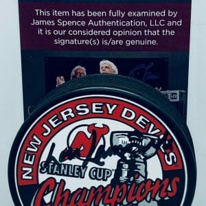 Lou Lamoriello signed New Jersey Devils 1995 Stanley Cup Champs puck JSA