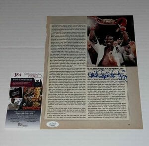 MICHAEL SPINKS JINX SIGNED MAGAZINE PAGE BOXING CHAMP AUTOGRAPHED 3 JSA COLLECTIBLE MEMORABILIA