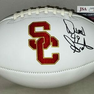 Dennis Smith Denver Broncos signed USC Trojans Full Size Logo Football Ball JSA