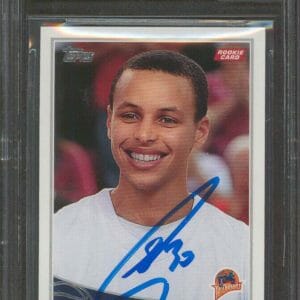 Warriors Stephen Curry Signed 2009 Topps #321 Rookie Card Auto Grade 10 BAS Slab