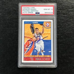 2013-14 NBA Hoops #6 Spencer Hawes Signed Card AUTO 10 PSA/DNA Slabbed 76ers
