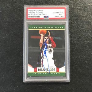 2012 NBA HOOPS #240 Tobias Harris Signed Card AUTO PSA Slabbed Bucks
