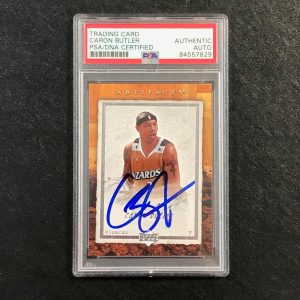 2007-08 Artifacts Basketball #99 Caron Butler Signed Card AUTO PSA Slabbed Wizar
