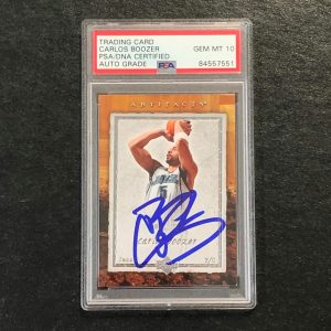 2007-08 Artifacts Basketball #96 Carlos Boozer Signed Card AUTO 10 PSA Slabbed
