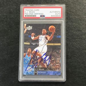 2009-10 Upper Deck Basketball #190 C.J. Miles Signed Card PSA Slabbed Jazz