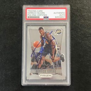 2012-13 Panini Prizm #105 Derrick Favors Signed Card AUTO PSA Slabbed Jazz
