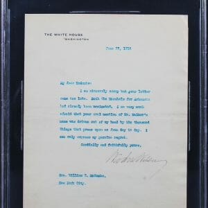Woodrow Wilson Signed 7x8.75 1915 Letter On White House Letterhead BAS Slab 9
Opens in a new window or tab