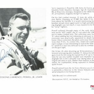 LAWRENCE POWELL JR SIGNED 8X10 (D) PSA DNA AC42859 WWII ACE 5 KILLS
Opens in a new window or tab