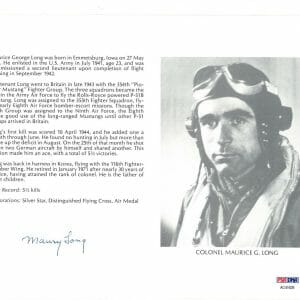 MAURICE LONG SIGNED 8X10 (D) PSA DNA AC41629 WWII ACE 5.5 KILLS
Opens in a new window or tab